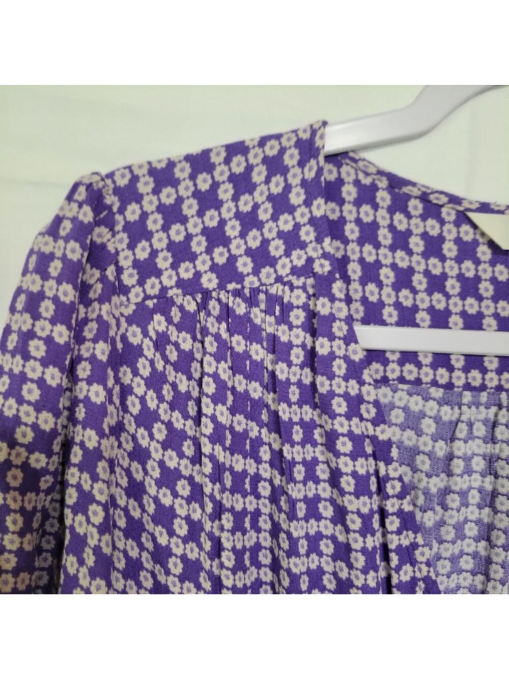 Per Una Purple Floral Midi Dress 20 Wrap Style Short Flutter Sleeve Ruffle Hem - Picture 3 of 15
